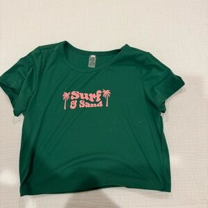 Aurelle Baby T Green Shirt with Pink Print